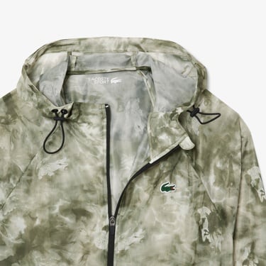  Erkek Kapüşonlu Baskılı Yeşil Ceket