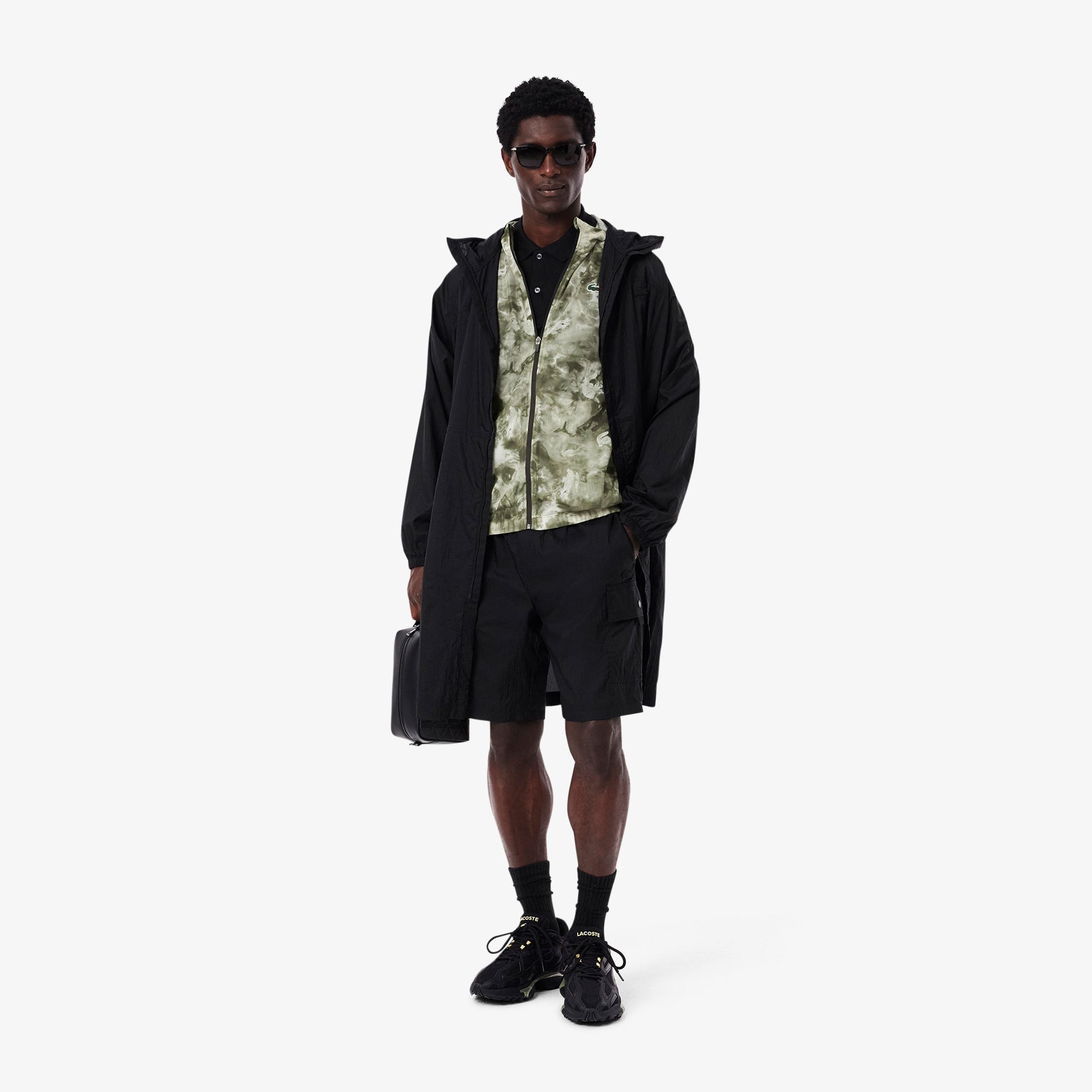 Lacoste Erkek Kapüşonlu Baskılı Yeşil Ceket