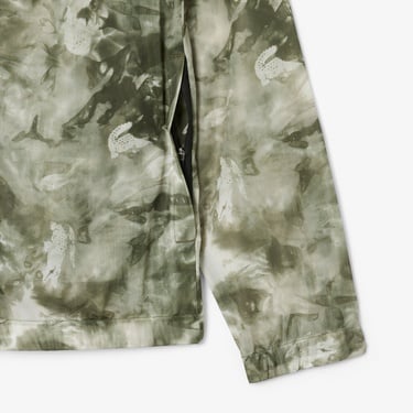  Erkek Kapüşonlu Baskılı Yeşil Ceket