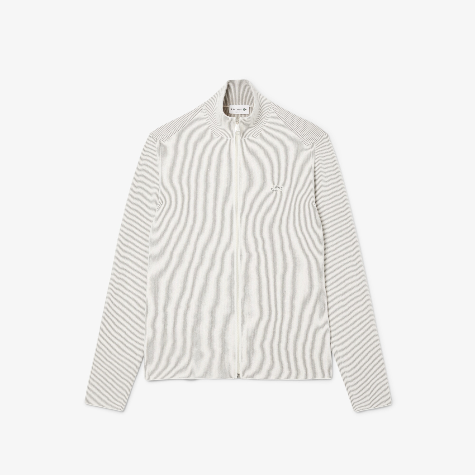 Lacoste Erkek Classic Fit Fermuarlı Yaka Gri Triko