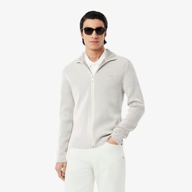  Lacoste Erkek Classic Fit Fermuarlı Yaka Gri Triko