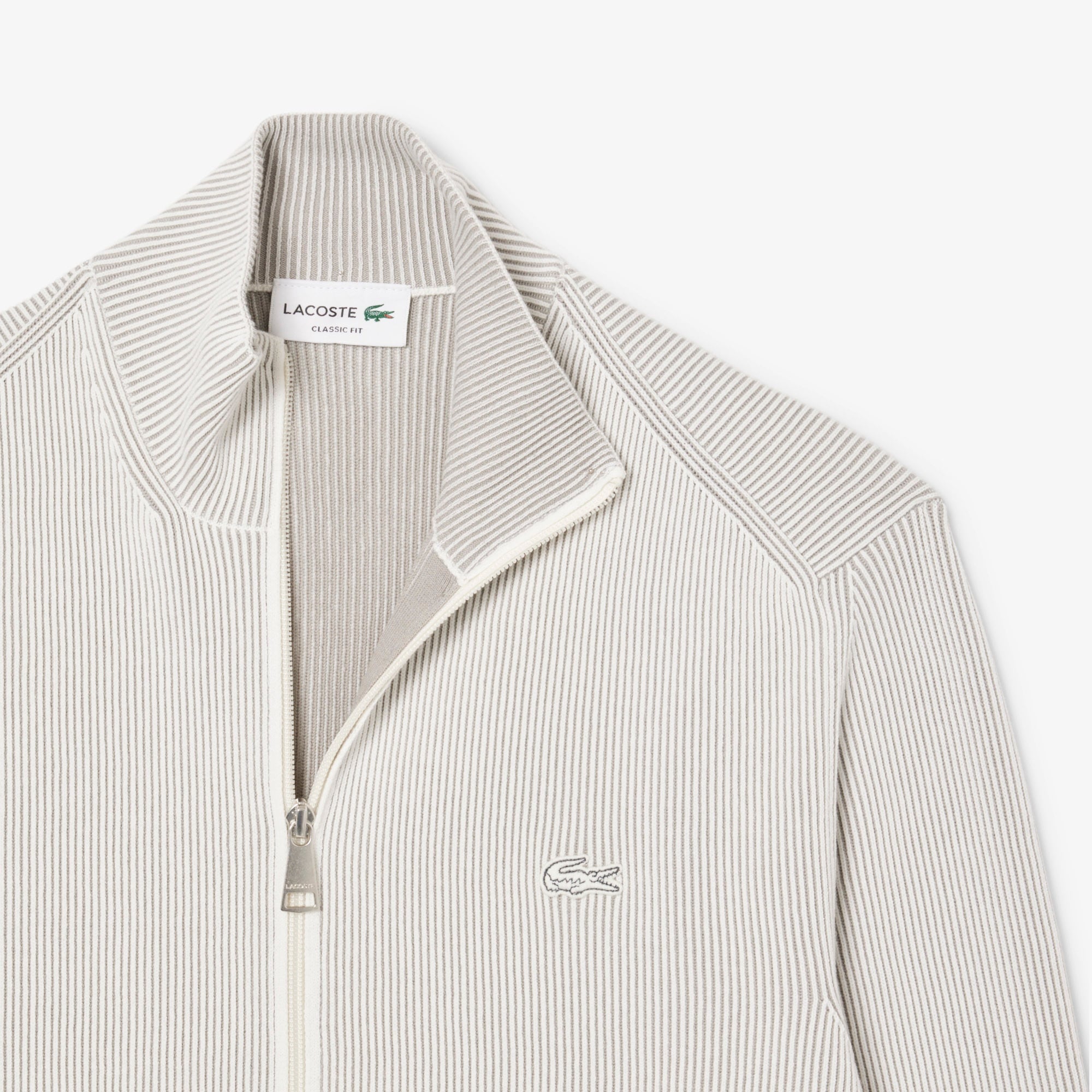 Lacoste Erkek Classic Fit Fermuarlı Yaka Gri Triko