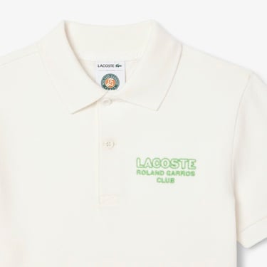  Lacoste Rolland Garros Çocuk Baskılı Beyaz Polo
