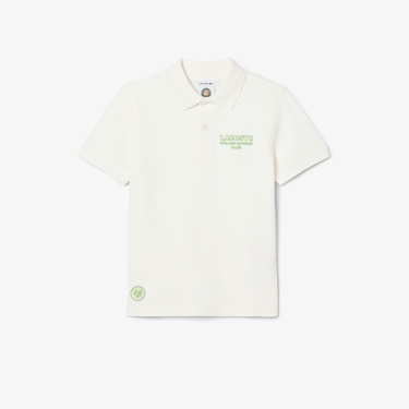  Lacoste Rolland Garros Çocuk Baskılı Beyaz Polo