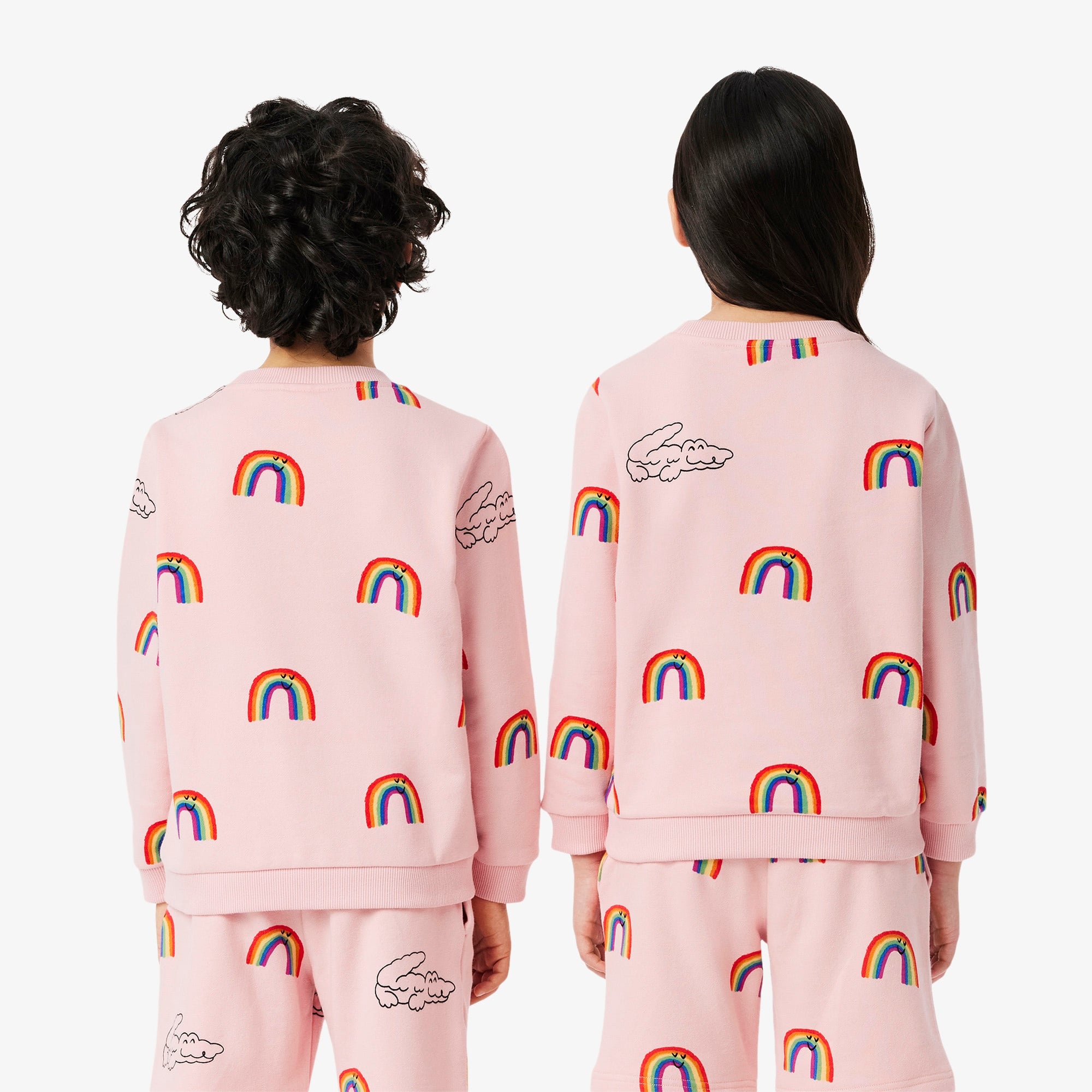 Lacoste Çocuk Bisiklet Yaka Desenli Pembe Sweatshirt