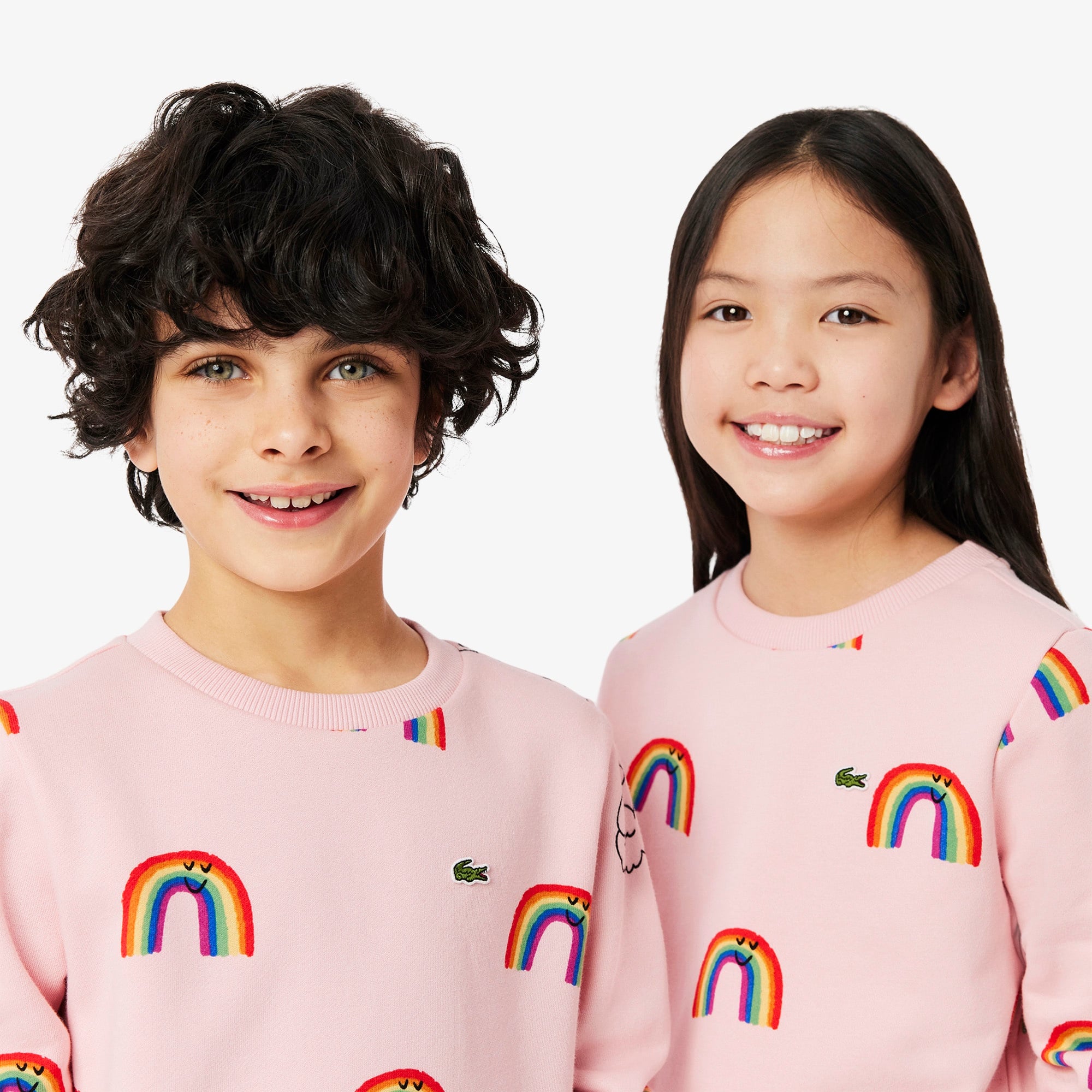 Lacoste Çocuk Bisiklet Yaka Desenli Pembe Sweatshirt