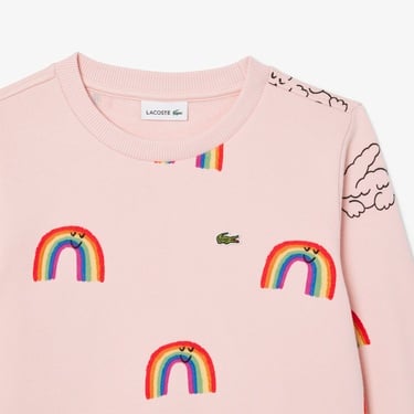  Lacoste Çocuk Bisiklet Yaka Desenli Pembe Sweatshirt