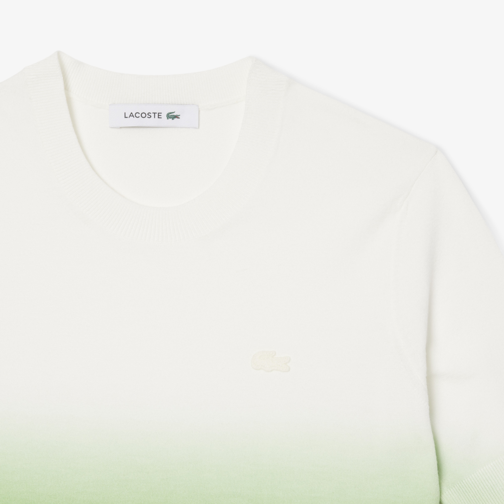 Lacoste Kadın Classic Fit Kısa Kollu Bisiklet Yaka Renk Bloklu Yeşil Triko