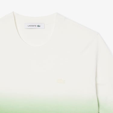  Lacoste Kadın Classic Fit Kısa Kollu Bisiklet Yaka Renk Bloklu Yeşil Triko