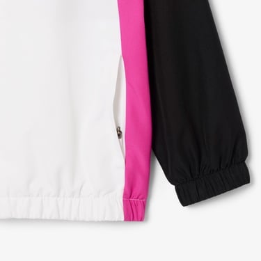  Lacoste Çocuk Kapüşonlu Renk Bloklu Beyaz Eşofman Takımı