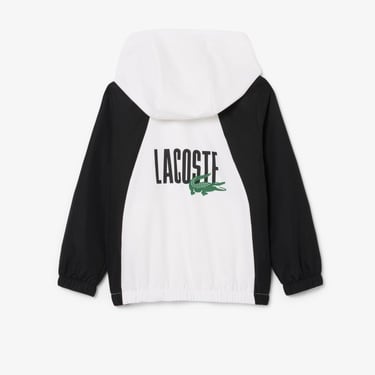  Lacoste Çocuk Kapüşonlu Renk Bloklu Beyaz Eşofman Takımı