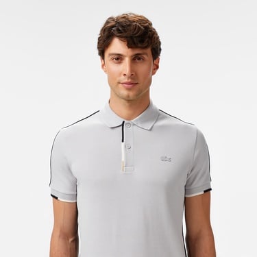  Lacoste Erkek Regular Fit Renk Bloklu Gri Polo