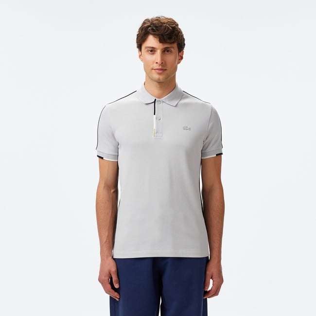 Lacoste Erkek Regular Fit Renk Bloklu Gri Polo
