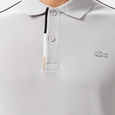  Lacoste Erkek Regular Fit Renk Bloklu Gri Polo