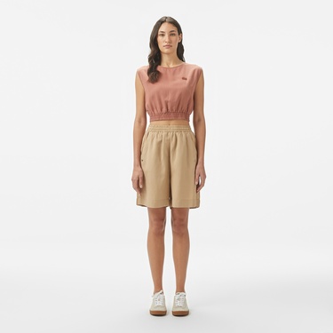  Kadın Regular Fit Bej Bermuda Şort