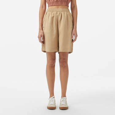  Kadın Regular Fit Bej Bermuda Şort