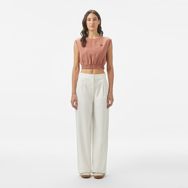  Lacoste Kadın Relaxed Fit Beyaz Pantolon