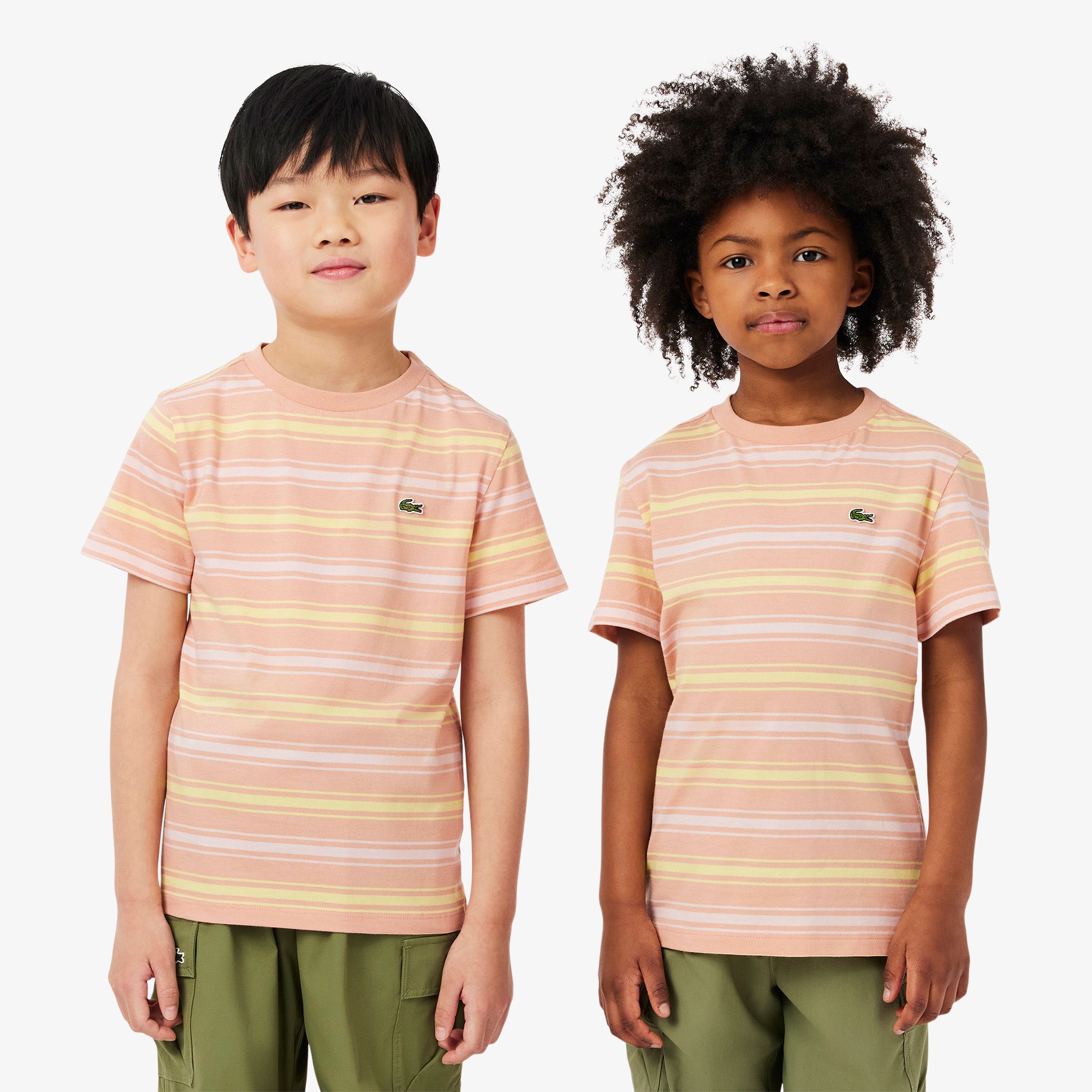 Lacoste Çocuk Bisiklet Yaka Çizgili Pembe T-Shirt