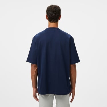  Lacoste Erkek Bisiklet Yaka Baskılı Lacivert T-Shirt