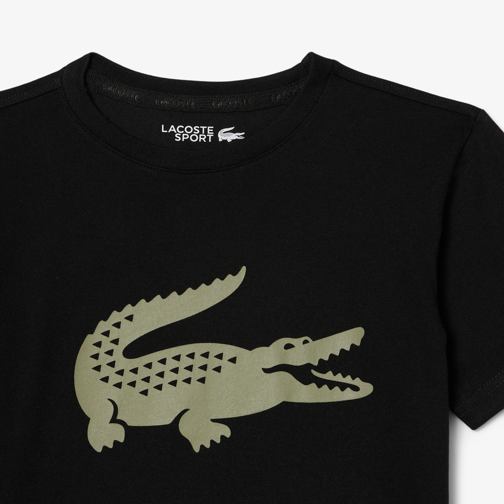 Lacoste Erkek Çocuk Bisiklet Yaka Baskılı Siyah T-Shirt