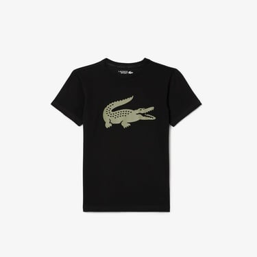  Lacoste Erkek Çocuk Bisiklet Yaka Baskılı Siyah T-Shirt