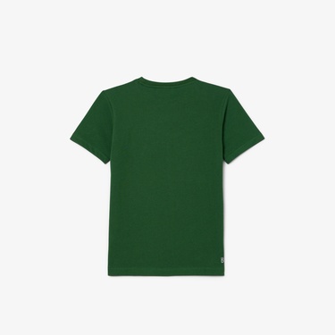  Lacoste Erkek Çocuk Bisiklet Yaka Baskılı Yeşil T-Shirt
