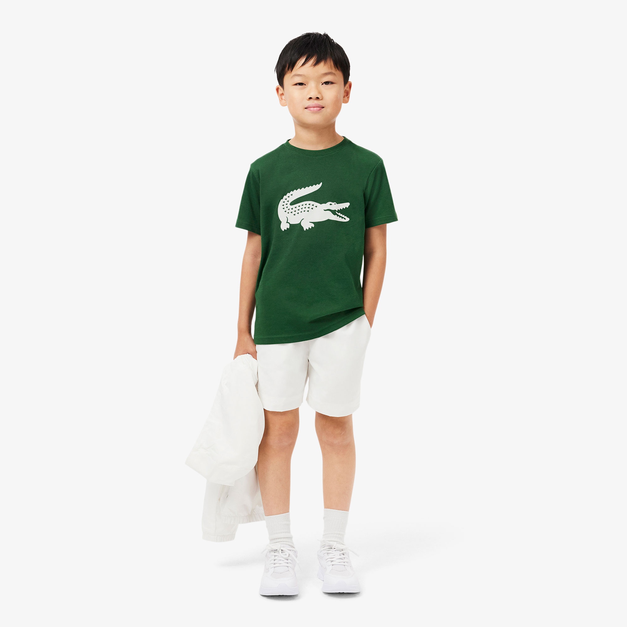 Lacoste Erkek Çocuk Bisiklet Yaka Baskılı Yeşil T-Shirt