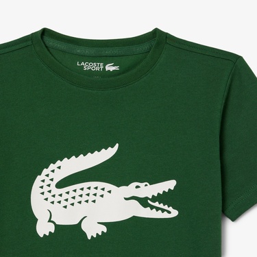  Lacoste Erkek Çocuk Bisiklet Yaka Baskılı Yeşil T-Shirt