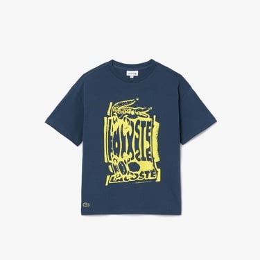 Lacoste Çocuk Bisiklet Yaka Baskılı Lacivert T-Shirt
