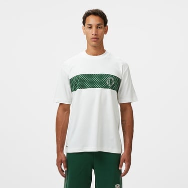  Lacoste Erkek Bisiklet Yaka Baskılı Beyaz T-Shirt