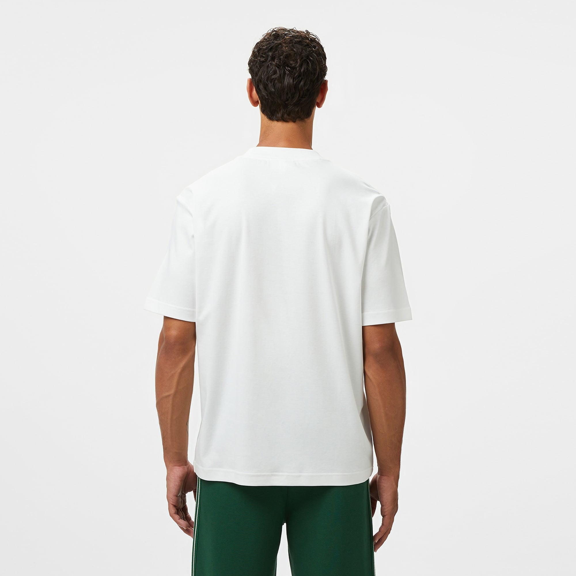 Lacoste Erkek Bisiklet Yaka Baskılı Beyaz T-Shirt