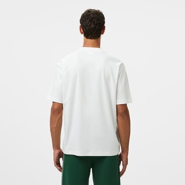  Lacoste Erkek Bisiklet Yaka Baskılı Beyaz T-Shirt