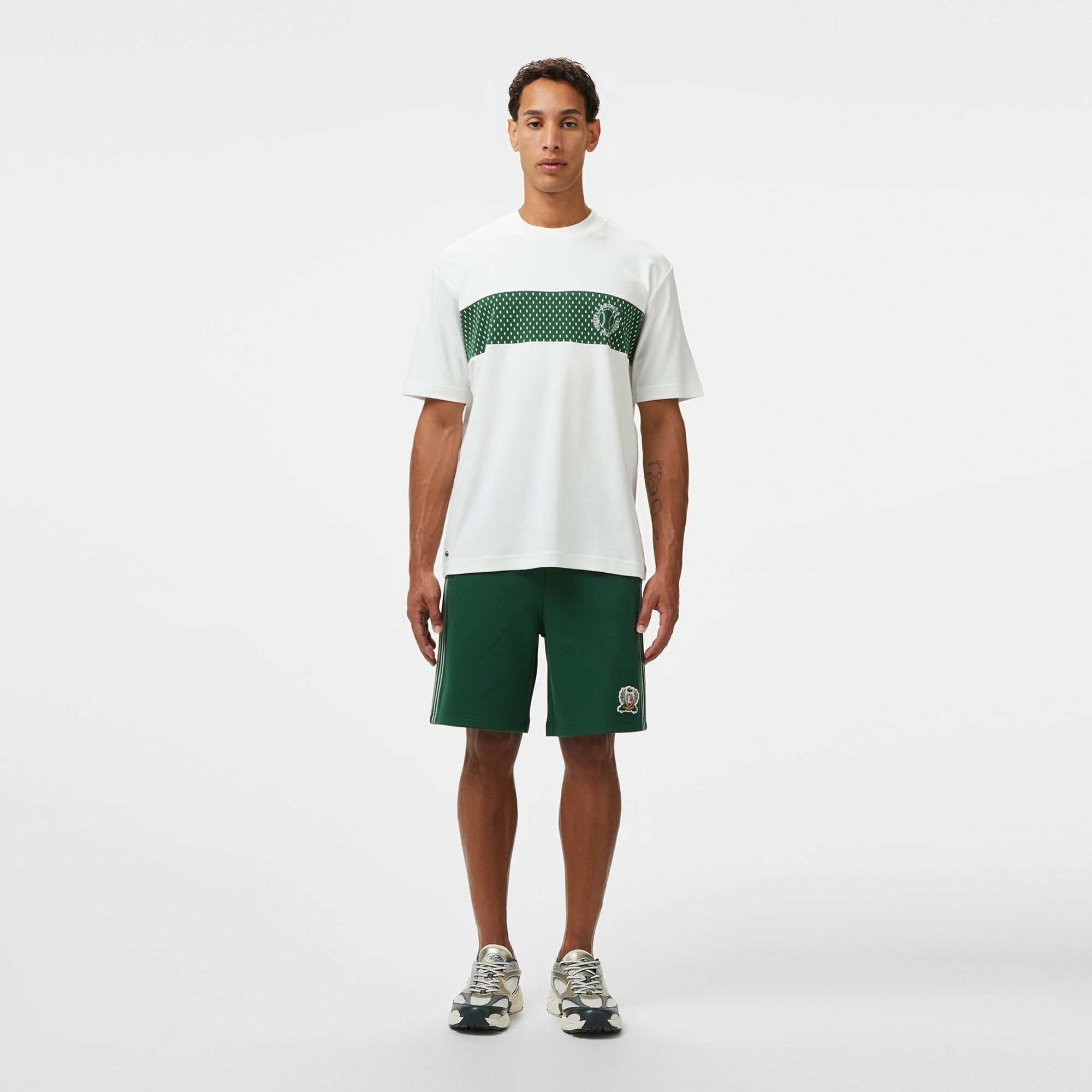 Lacoste Erkek Bisiklet Yaka Baskılı Beyaz T-Shirt