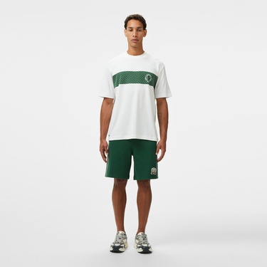  Lacoste Erkek Bisiklet Yaka Baskılı Beyaz T-Shirt
