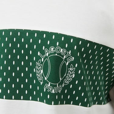  Lacoste Erkek Bisiklet Yaka Baskılı Beyaz T-Shirt