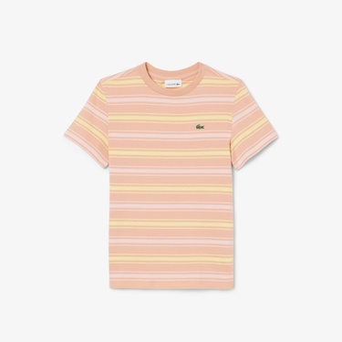 Lacoste Çocuk Bisiklet Yaka Çizgili Pembe T-Shirt