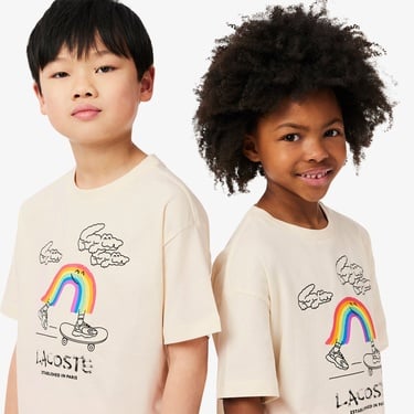  Çocuk Bisiklet Yaka Desenli Krem T-Shirt