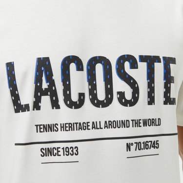  Erkek Slim Fit Bisiklet Yaka Baskılı Beyaz T-Shirt