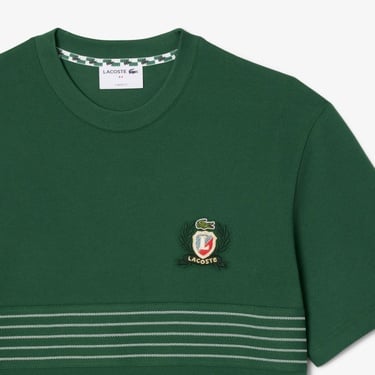 Lacoste Erkek Classic Fit Bisiklet Yaka Desenli Koyu Yeşil T-Shirt