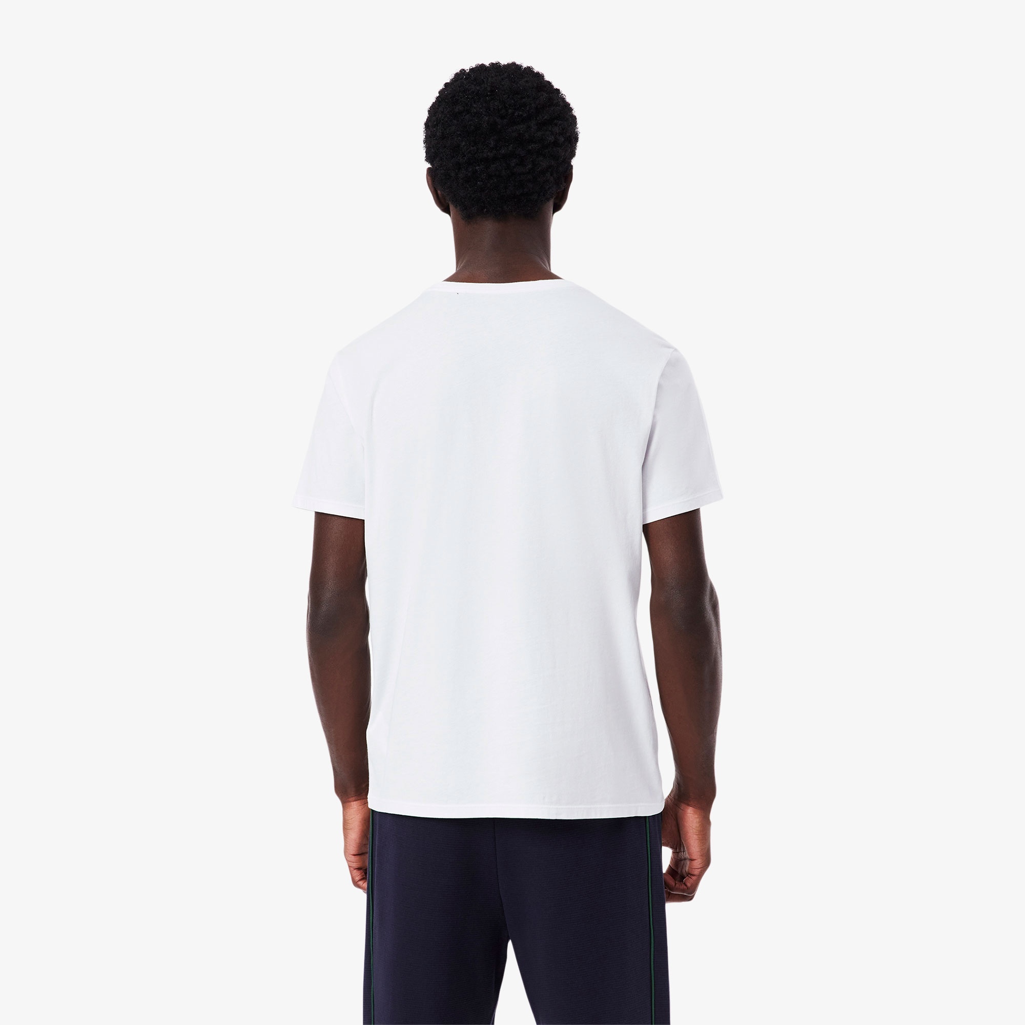 Lacoste Erkek Slim Fit Kısa Kollu V Yaka 3'lü Beyaz Pijama Üstü