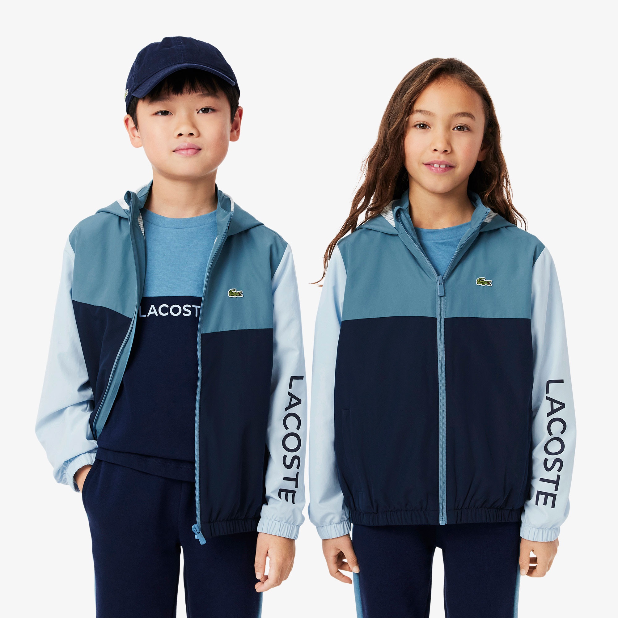 Lacoste Çocuk Kapüşonlu Renk Bloklu Lacivert Ceket