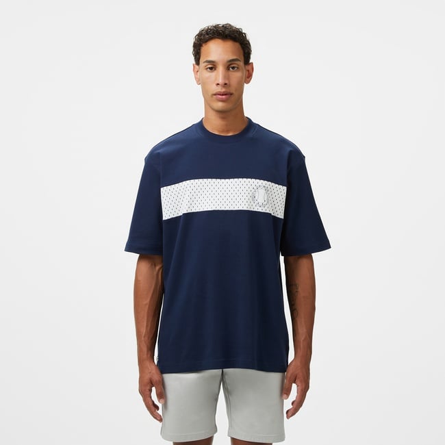  Lacoste Erkek Bisiklet Yaka Baskılı Lacivert T-Shirt