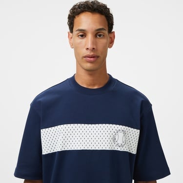  Lacoste Erkek Bisiklet Yaka Baskılı Lacivert T-Shirt