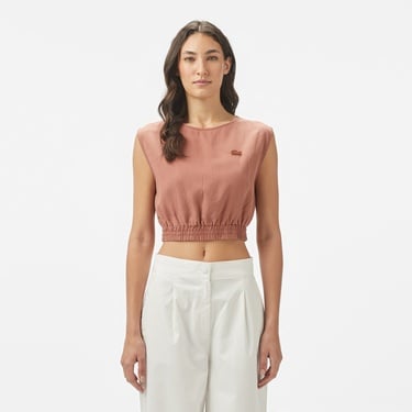  Kadın Regular Fit Kolsuz Bisiklet Yaka Kahverengi Bluz