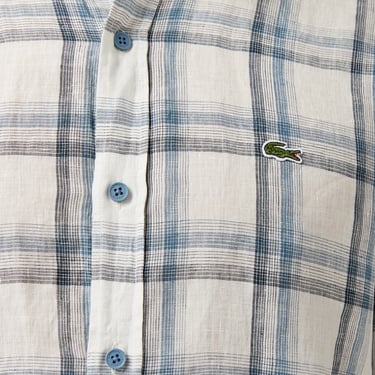  Erkek Regular Fit Ekose Keten Koyu Mavi Gömlek