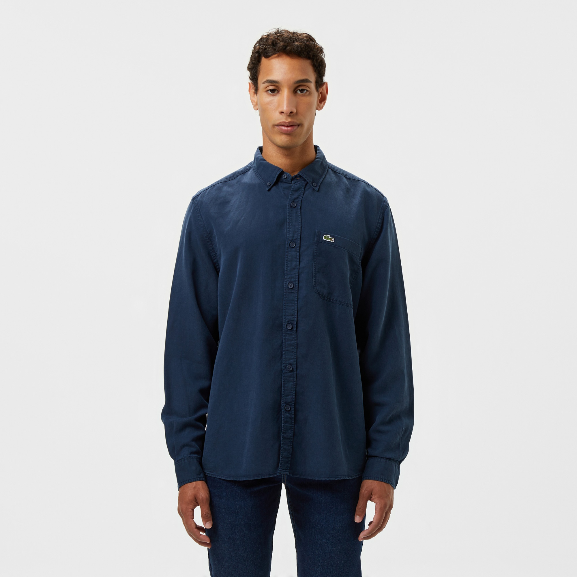Lacoste Erkek Slim Fit Düğmeli Yaka Lacivert Gömlek