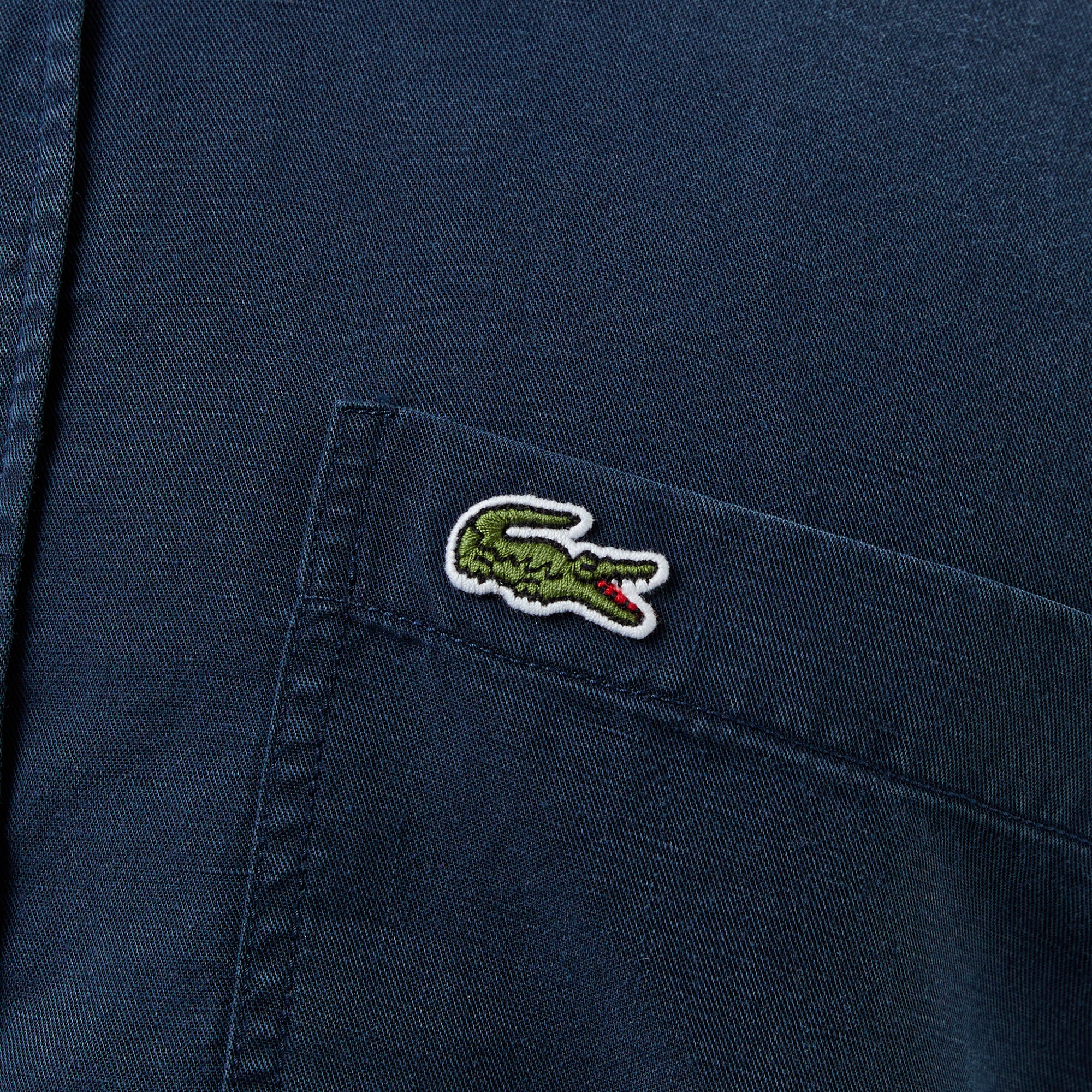 Lacoste Erkek Slim Fit Düğmeli Yaka Lacivert Gömlek