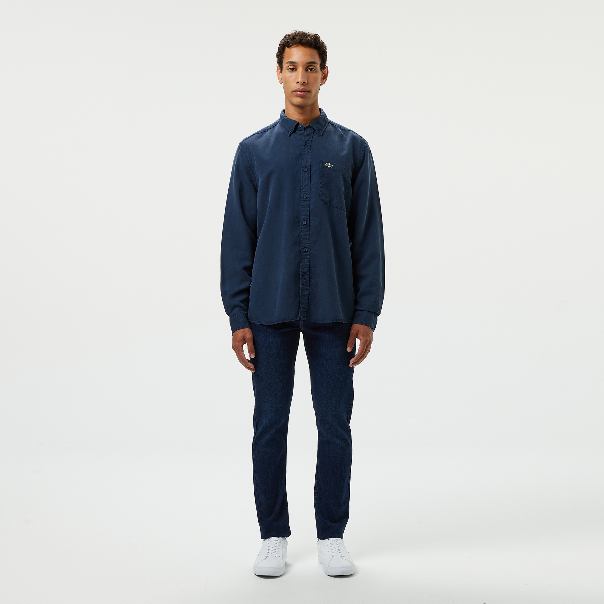 Lacoste Erkek Slim Fit Düğmeli Yaka Lacivert Gömlek