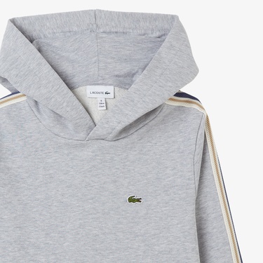  Lacoste Çocuk Bisiklet Yaka Gri Sweatshirt