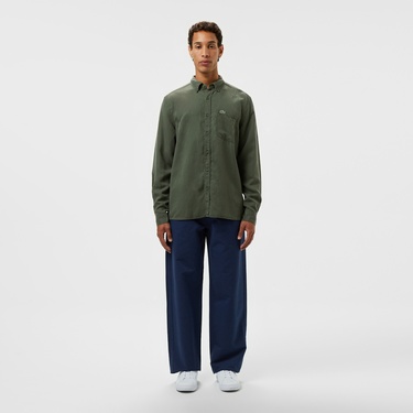  Lacoste Erkek Slim Fit Düğmeli Yaka Haki Gömlek